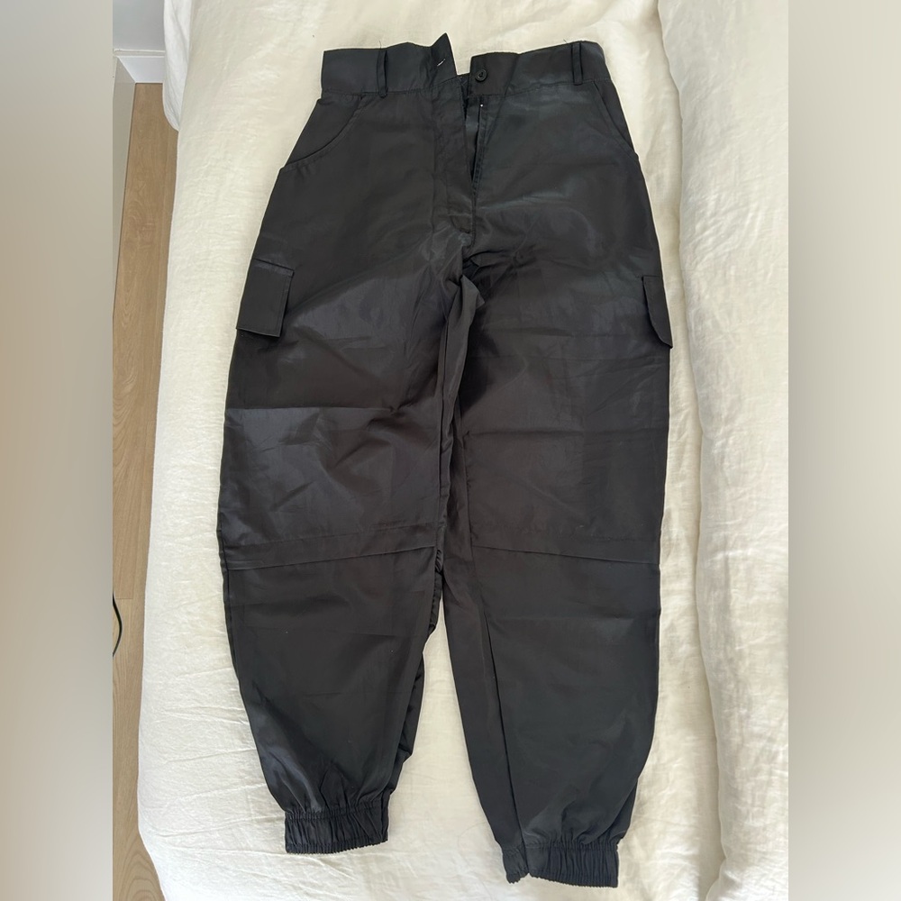 PrettyLittleThing Black Cargo Jogger Track Pants